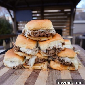 stacked cheesesteak sliders