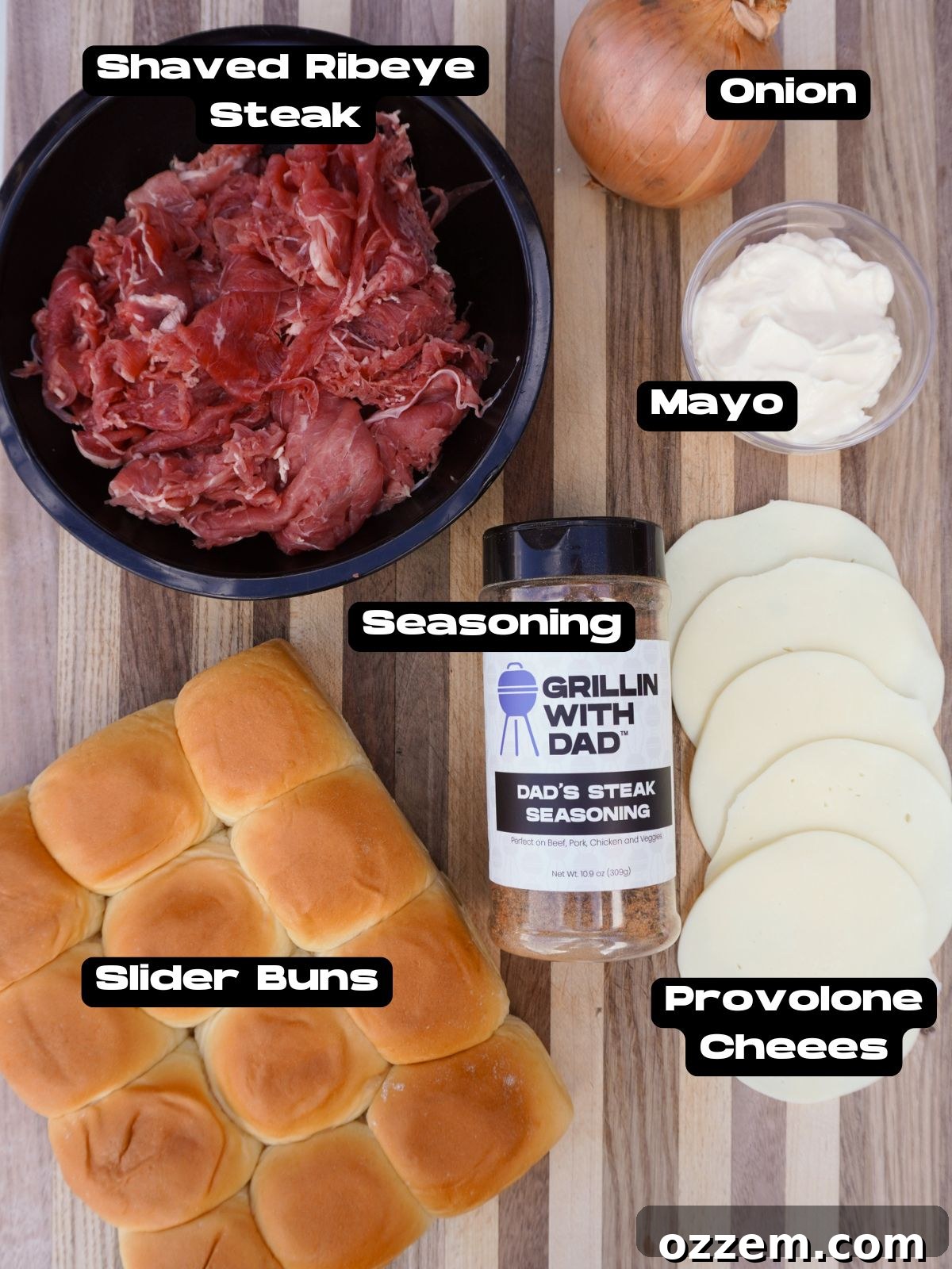 cheesesteak slider ingredients.