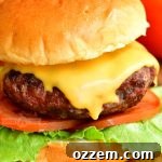 close up of the cooked cheeseburger