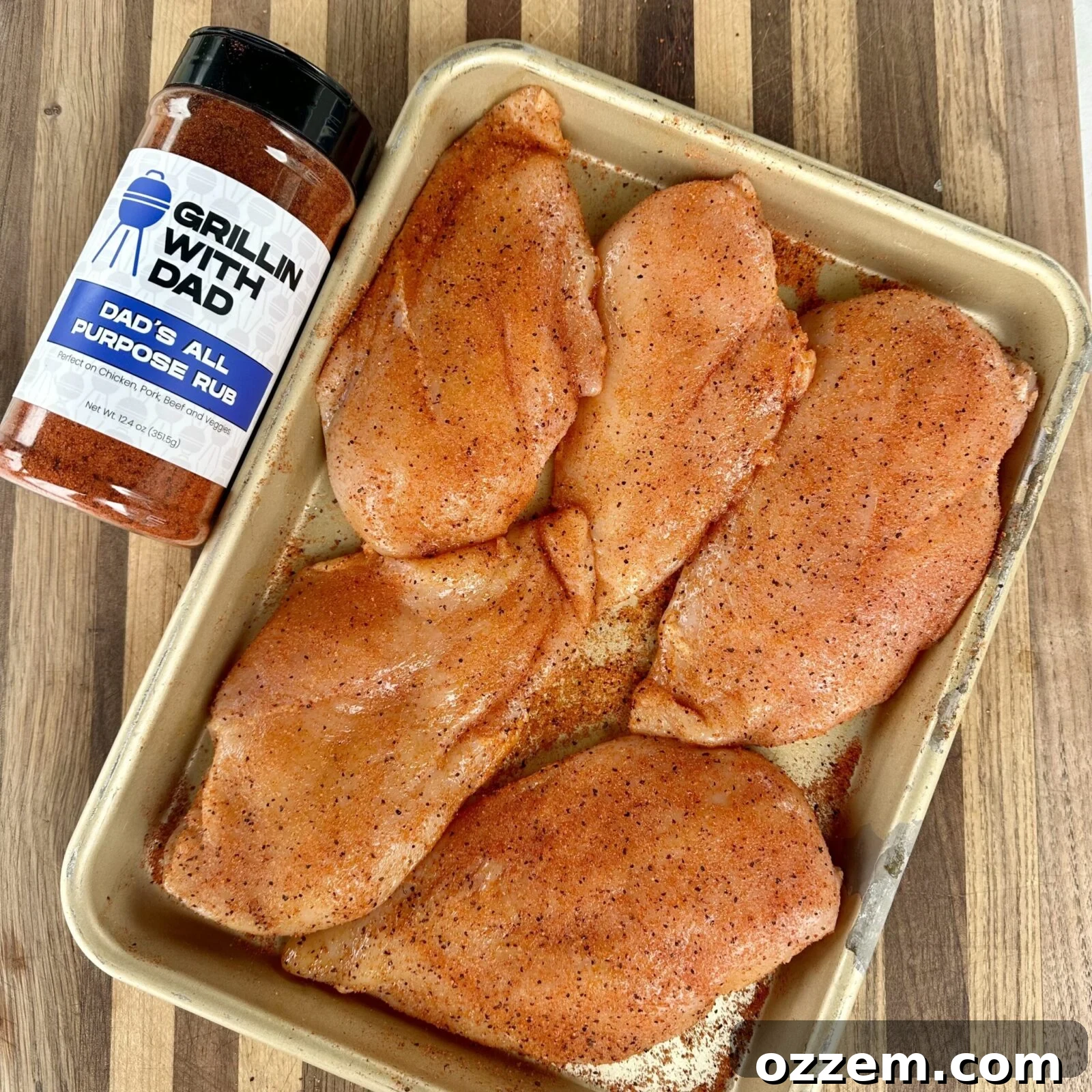 Seasoned Chicken with Dad's All Purpose rub, ready for grilling