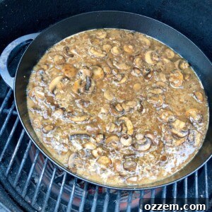 Grilled Veal Medallions in Marsala Sauce 6 Rich Marsala wine and chicken stock simmering with sautéed vegetables in a skillet, creating the luscious Marsala sauce.