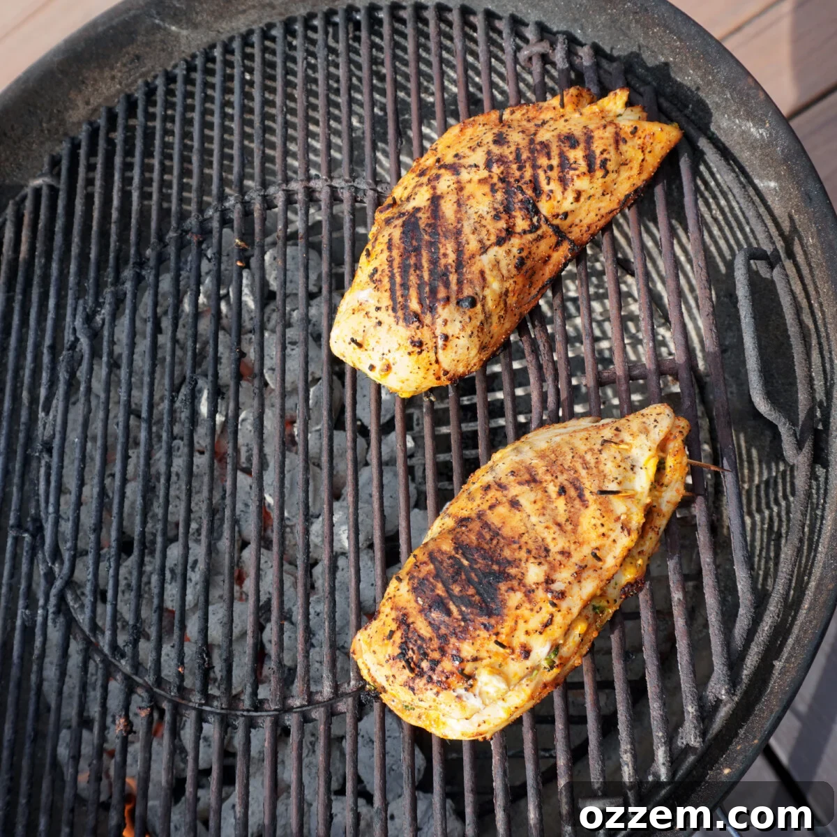 grilled chicken on a charcoal grill.