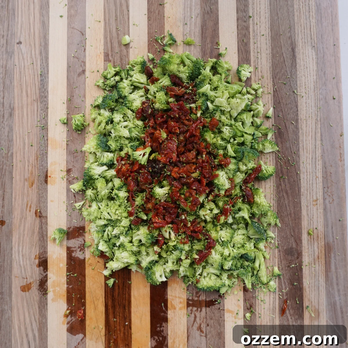 broccoli and sun dried tomatoes chopped.