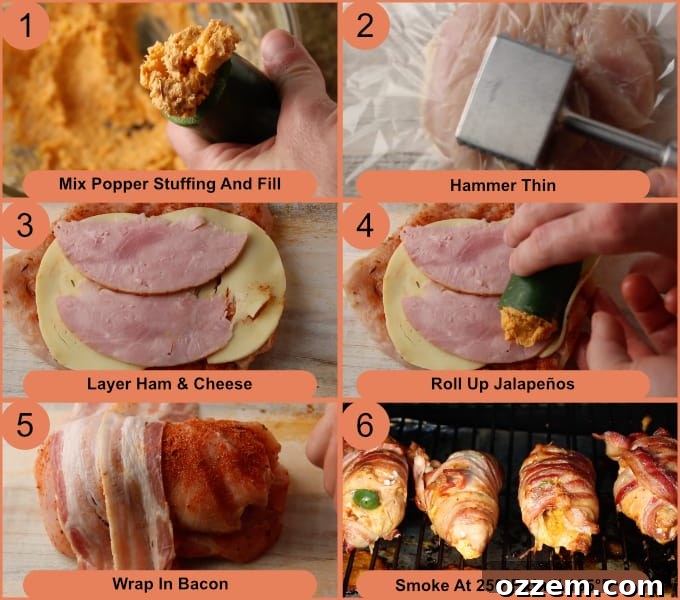 Smoked jalapeño popper chicken process photos