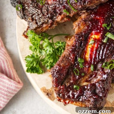 air fryer beef back ribs cooked and sliced on wood butcher block