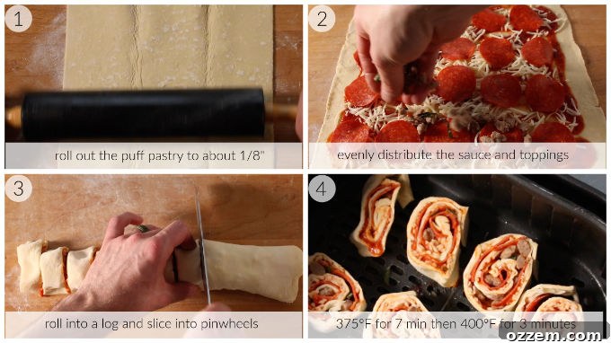 Crispy Homemade Air Fryer Pizza Rolls 5 Process photos for homemade air fryer pizza rolls