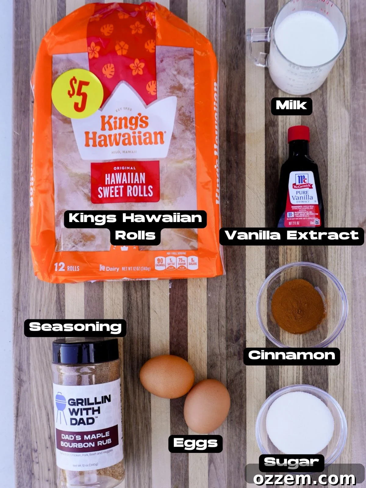 Easy Grilled French Toast Ingredients laid out on a table.