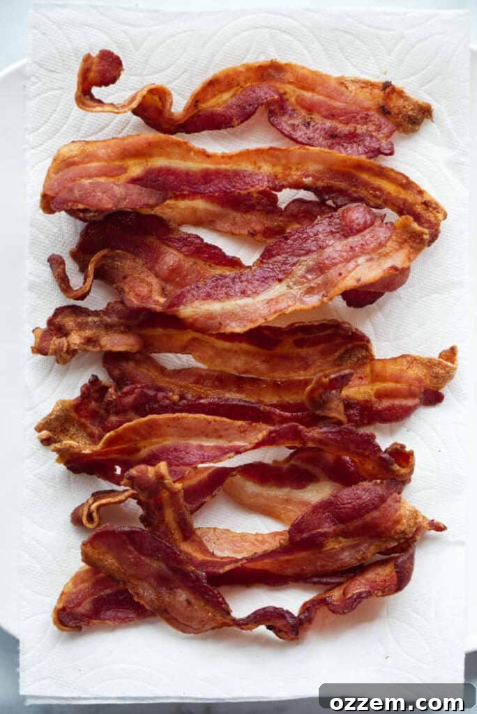 Ultimate Air Fryer Bacon 3 A plate of crispy air fryer bacon