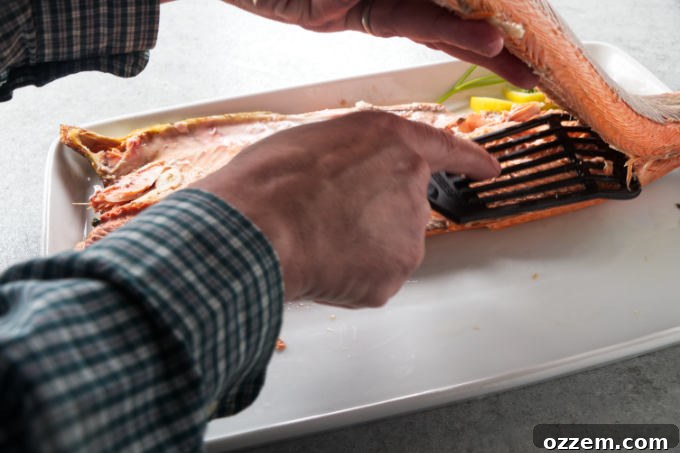 Grilled Whole Salmon Made Simple 13 Carving a whole salmon.