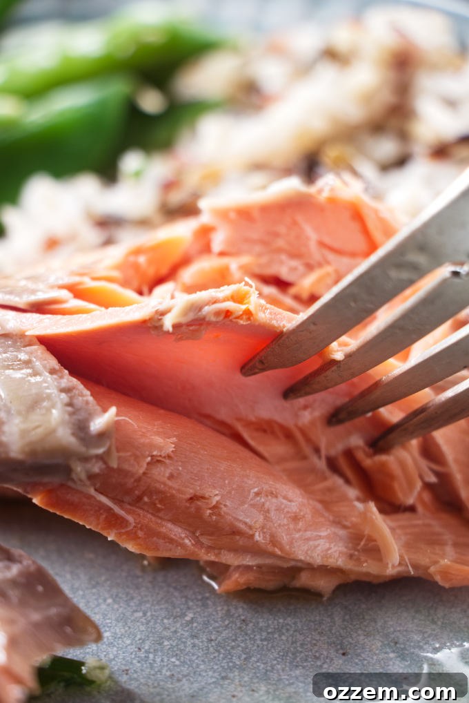 Grilled Whole Salmon Made Simple 17 A serving of salmon showing the flaky meat.