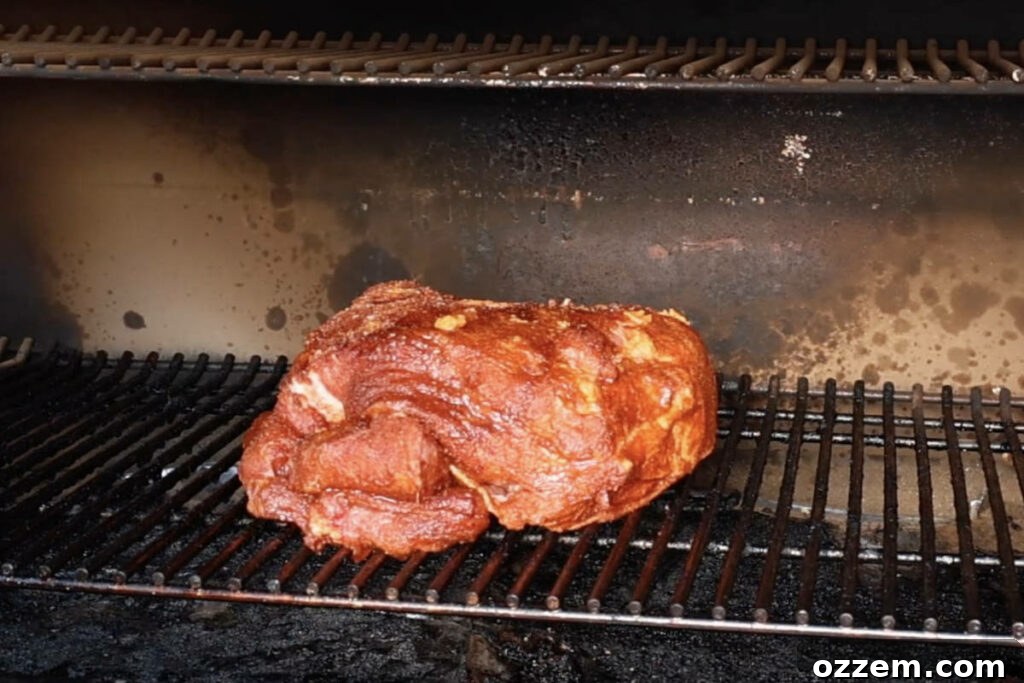 Pork butt on the smoker.