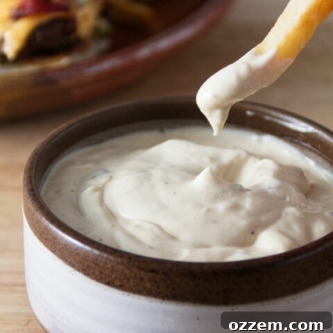 Creamy Donkey Sauce in a bowl, perfect for dipping fries or spreading on burgers.