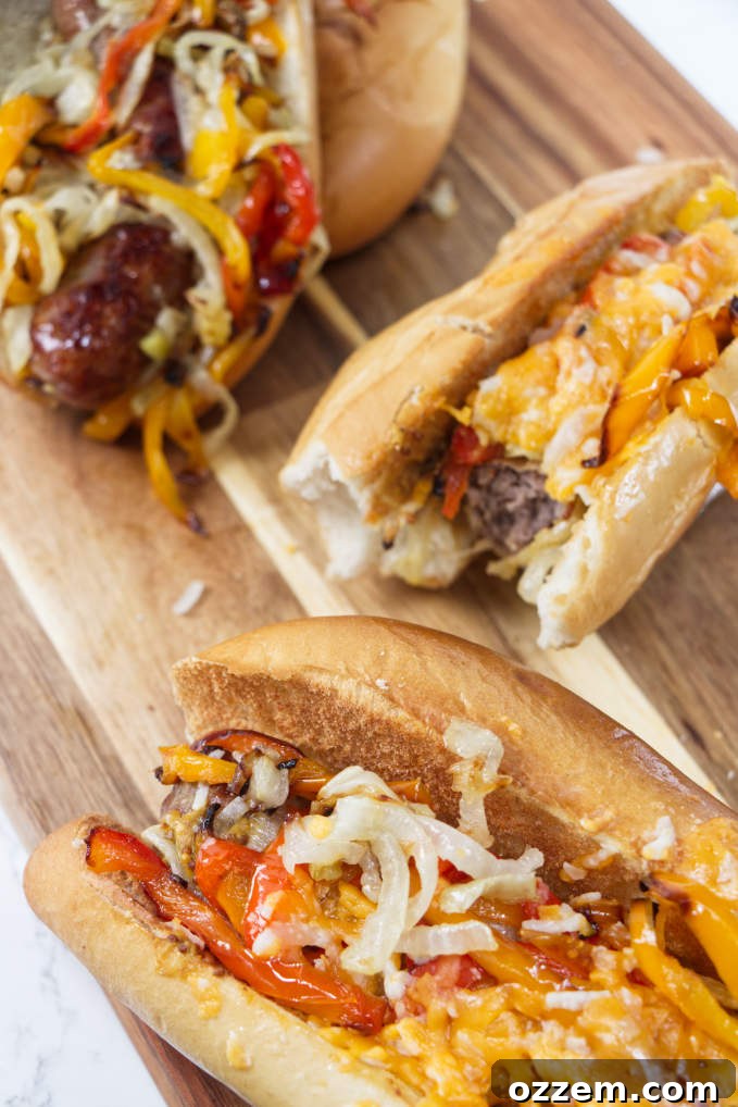 Perfect Air Fryer Brat Sandwiches 2 Three bratwurst sandwiches.