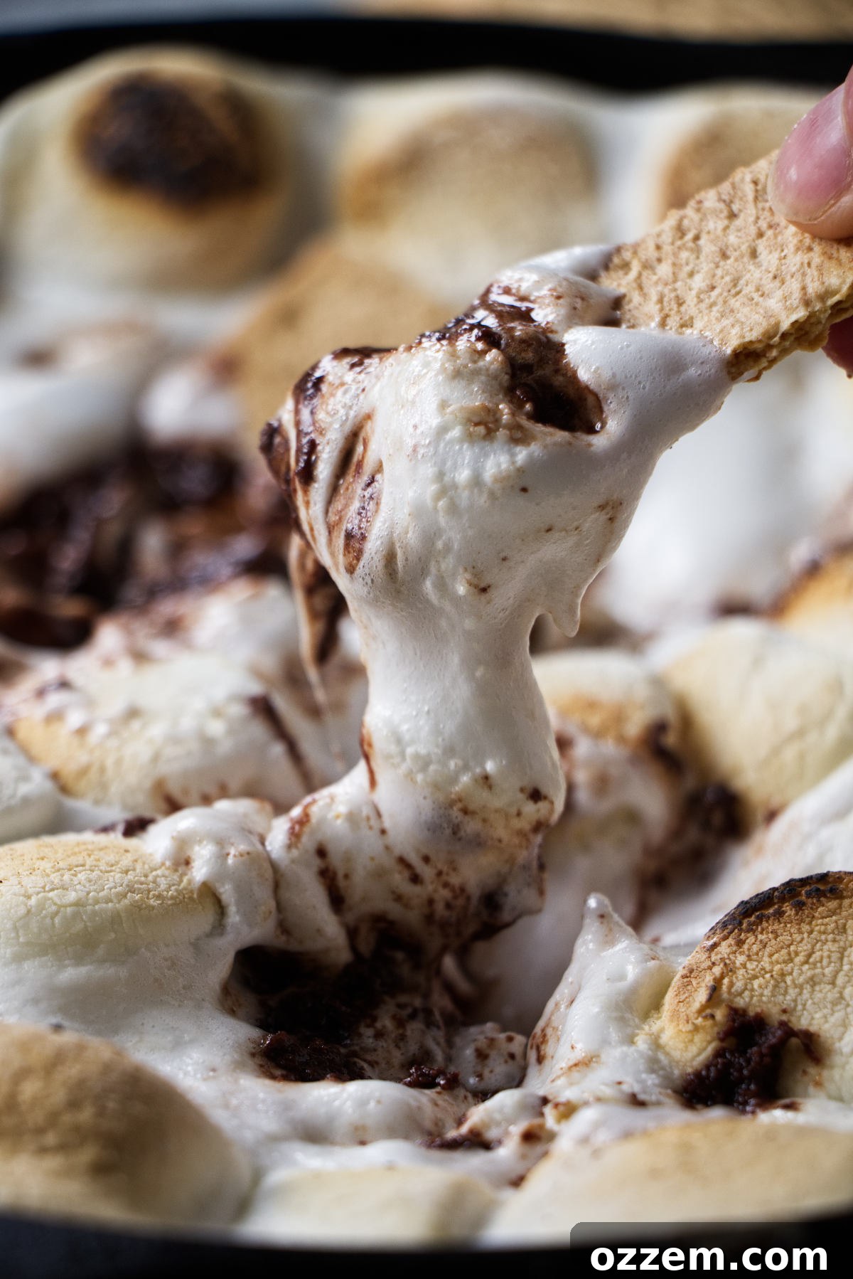 Warm s'mores dip cooked on a Traeger.