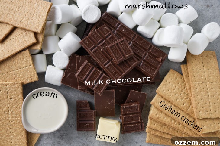 Ingredients used to make Traeger s'mores dip.