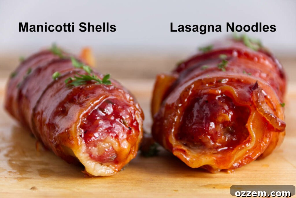 shotgun shells showing difference between manicotti shell and lasagna noodles