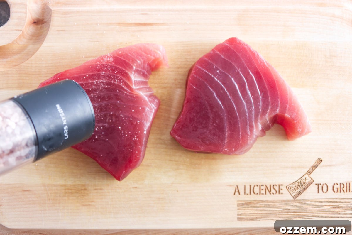 Succulent Air Fryer Tuna Steaks 5 salting ahi tuna steaks