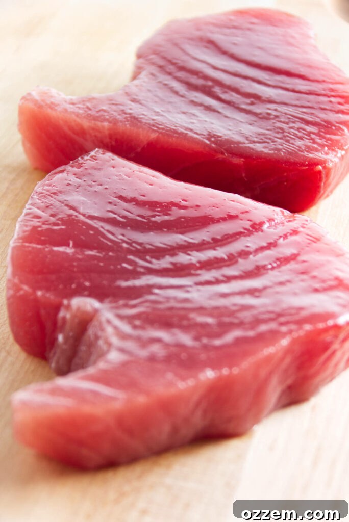 Succulent Air Fryer Tuna Steaks 8 raw ahi tuna steaks