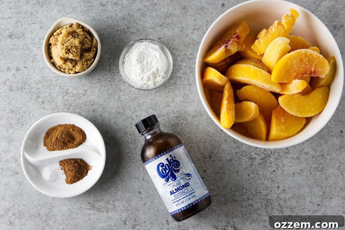 filling ingredients for peach cobbler