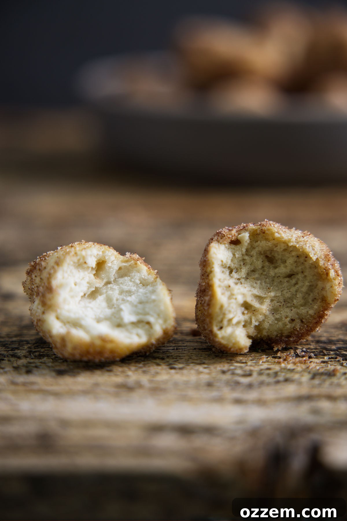 Golden Air Fryer Doughnut Bites 13 close up of homemade vs biscuit dough donut holes