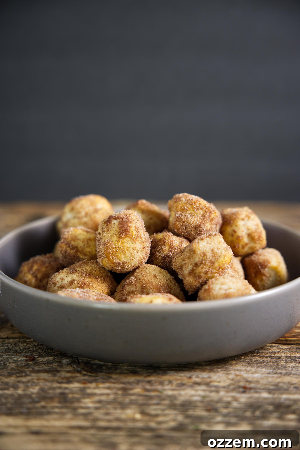 Golden Air Fryer Doughnut Bites 3 bowl of donut holes
