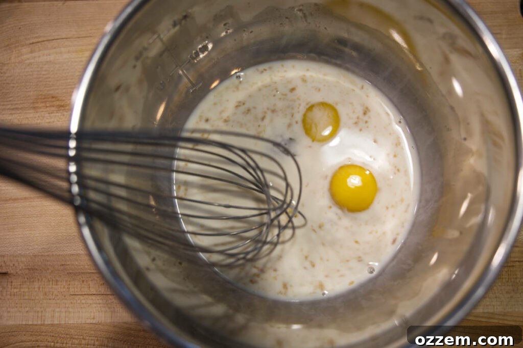 Golden Air Fryer Doughnut Bites 8 wet ingredients in bowl for air fryer donut holes