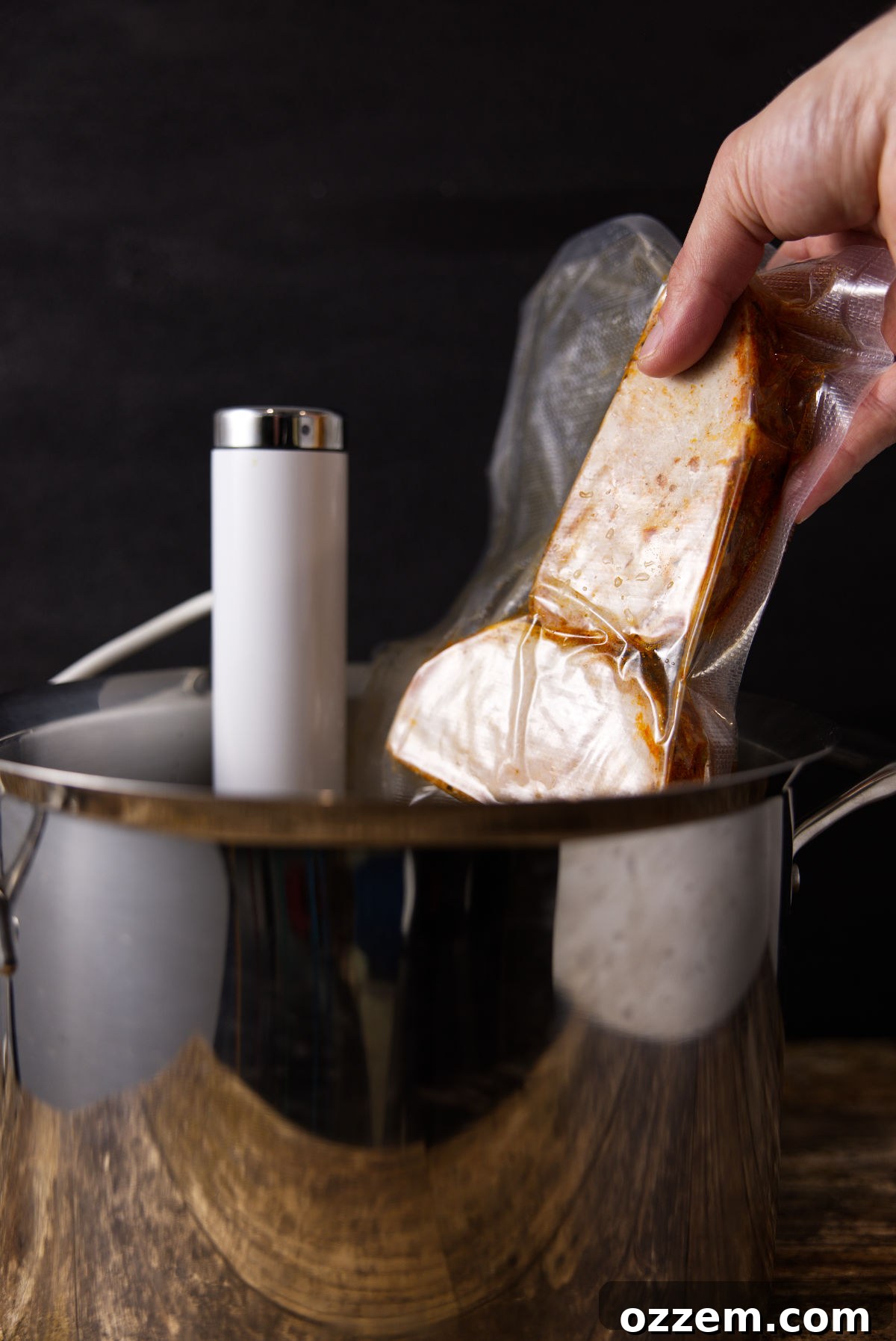 How to reheat pork loin using a sous vide water bath.