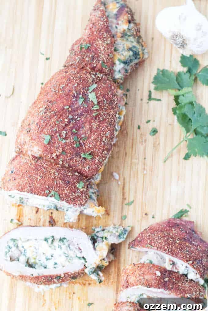 Smoked Stuffed Pork Tenderloin finished dish
