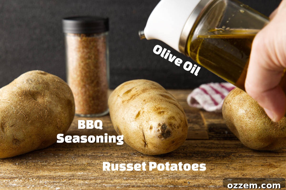 Ingredients for smoked baked potatoes.
