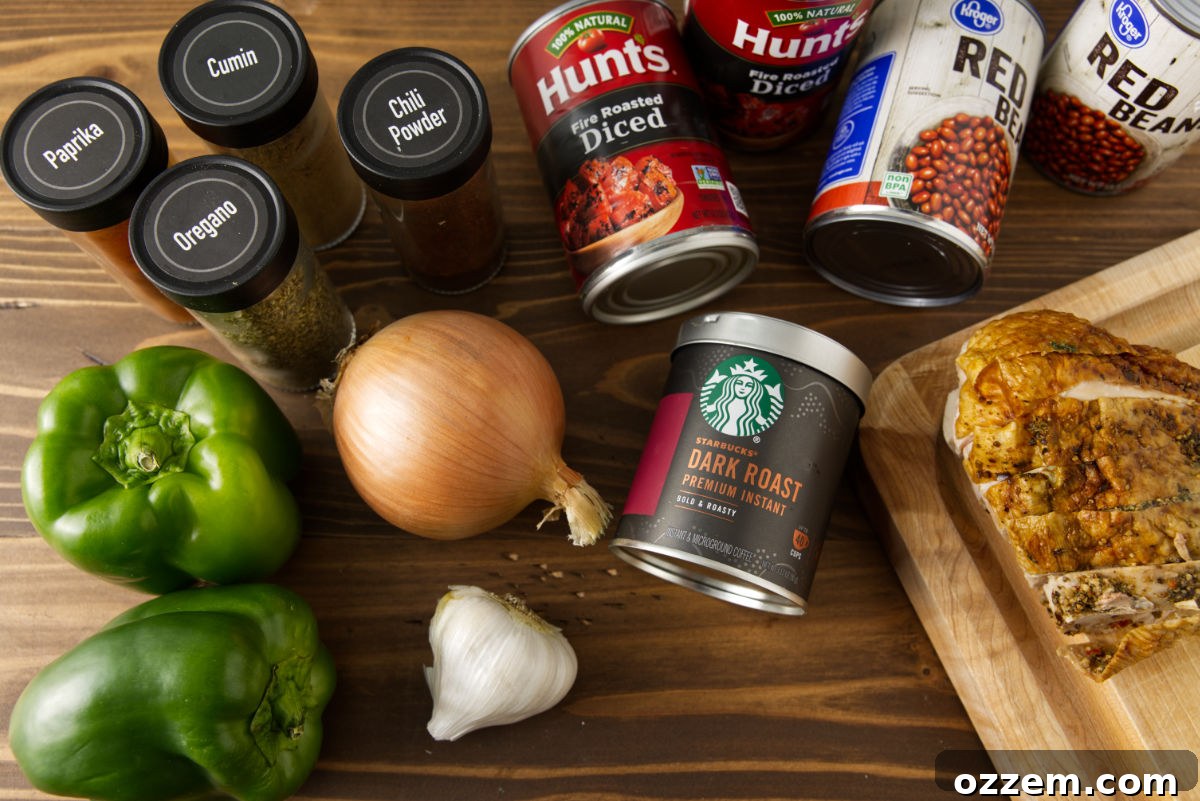 Smoky Leftover Turkey Chili 3 Ingredients for leftover Thankstgiving turkey chili.