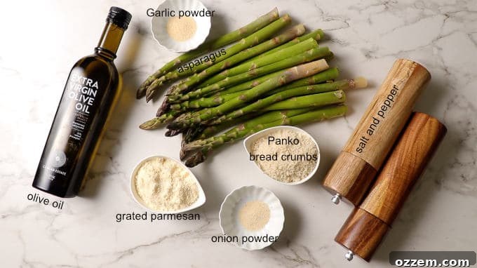 Crispy Asparagus 4 Ingredients needed for air fryer asparagus.