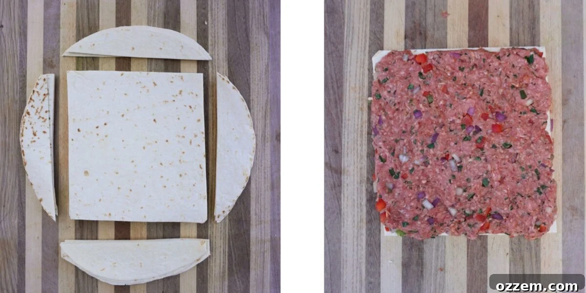 tortilla shaping and layering.