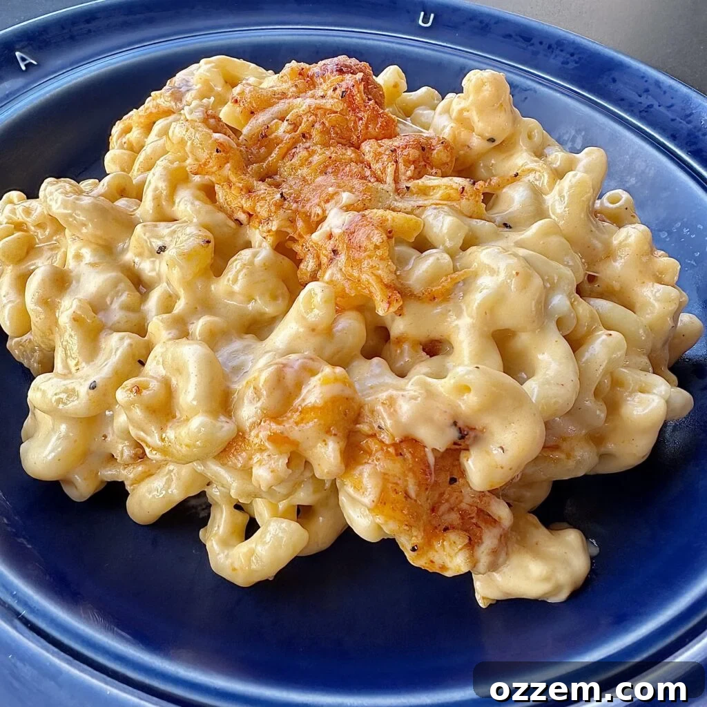 Ultimate Chili Crunch Ribs 10 A generous serving of smoked mac and cheese, a perfect side dish for BBQ.