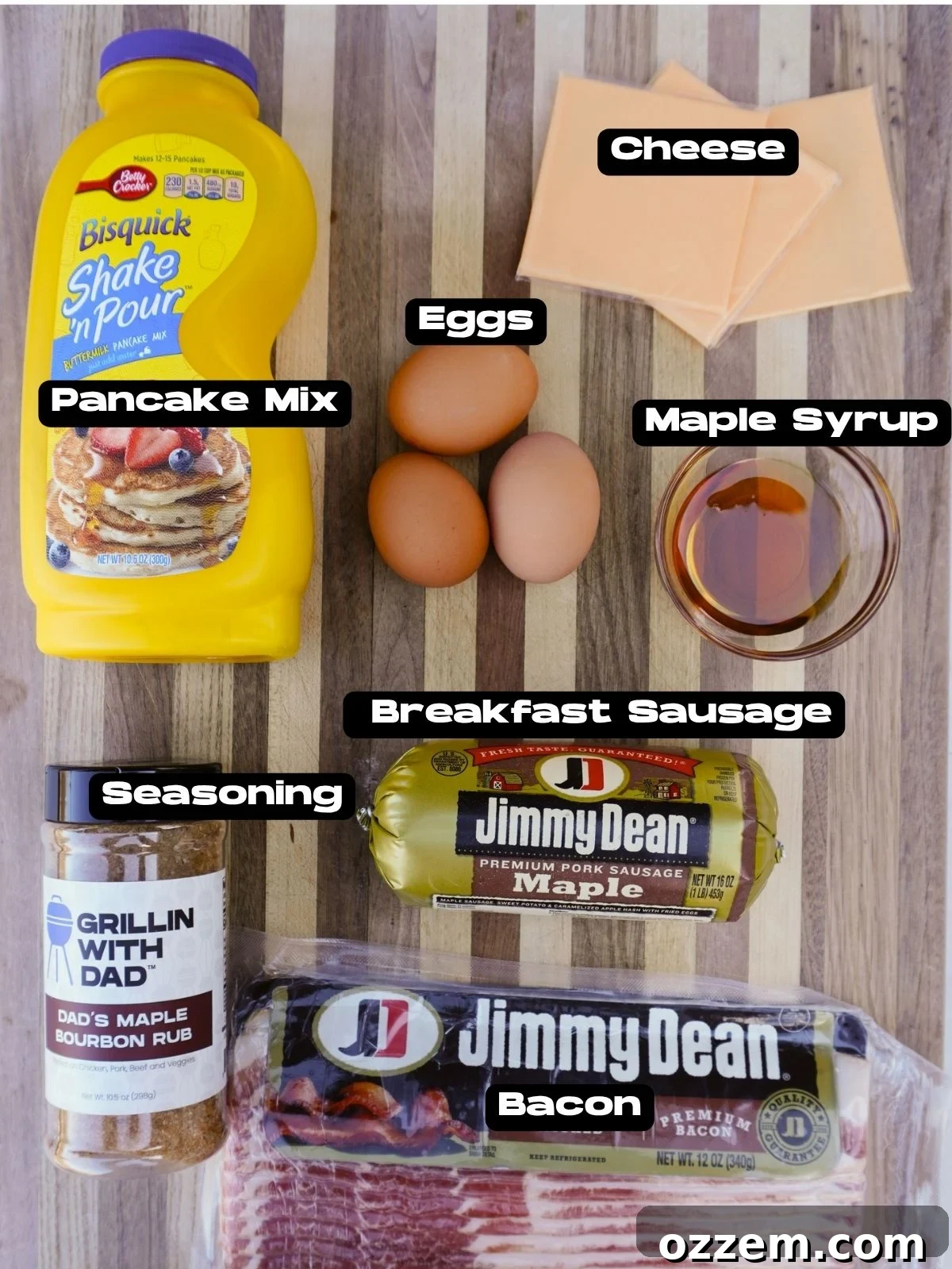 A vibrant display of all the homemade mcgriddle sandwich ingredients ready for cooking.