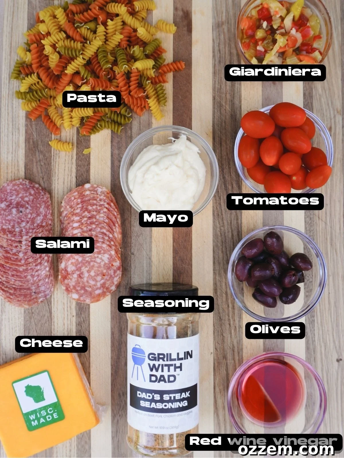 Chicago-Style Pasta Salad with Italian Sausage & Peppers 3 Ingredients for a classic chicago style pasta salad.