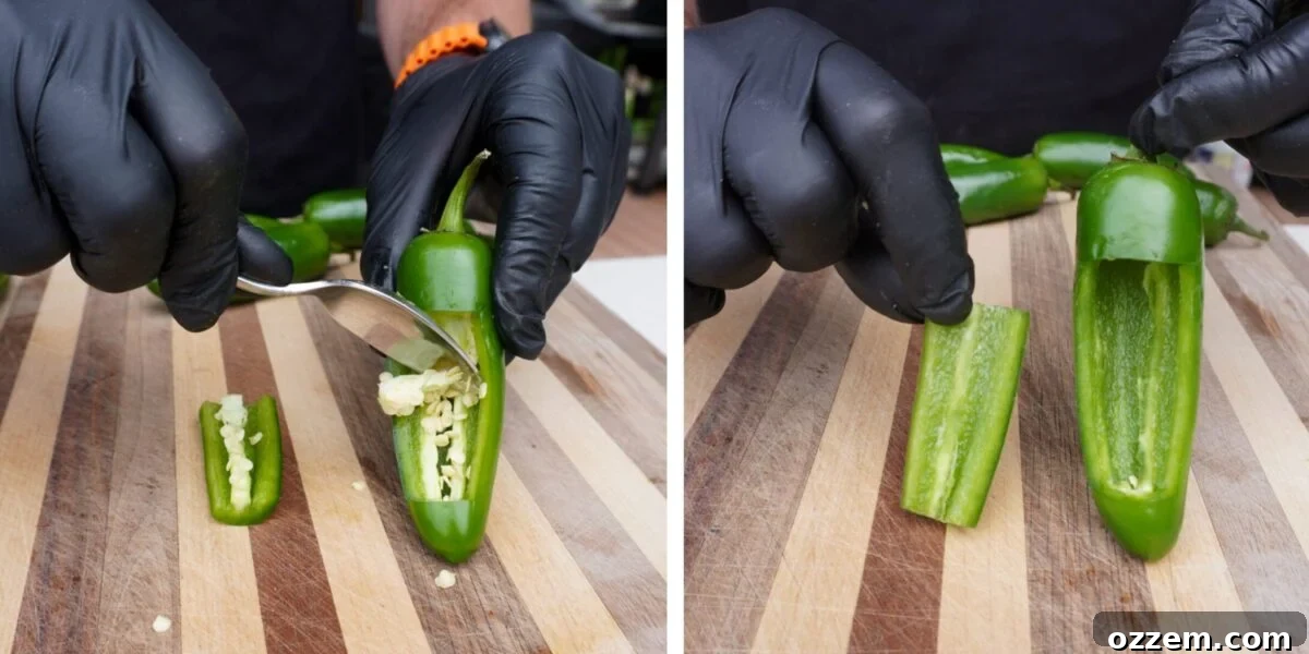 Pulled Pork-Stuffed Jalapeño Poppers: Smoky, Cheesy Bites 4 jalapeno prep.