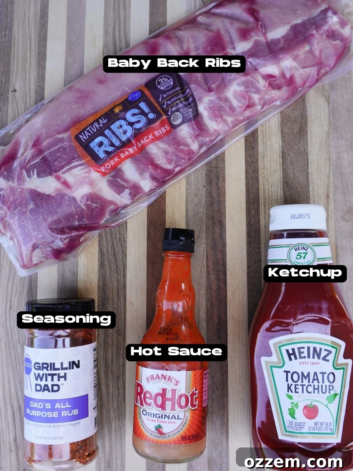 Ingredients for Sweet and Spicy Party Ribs.