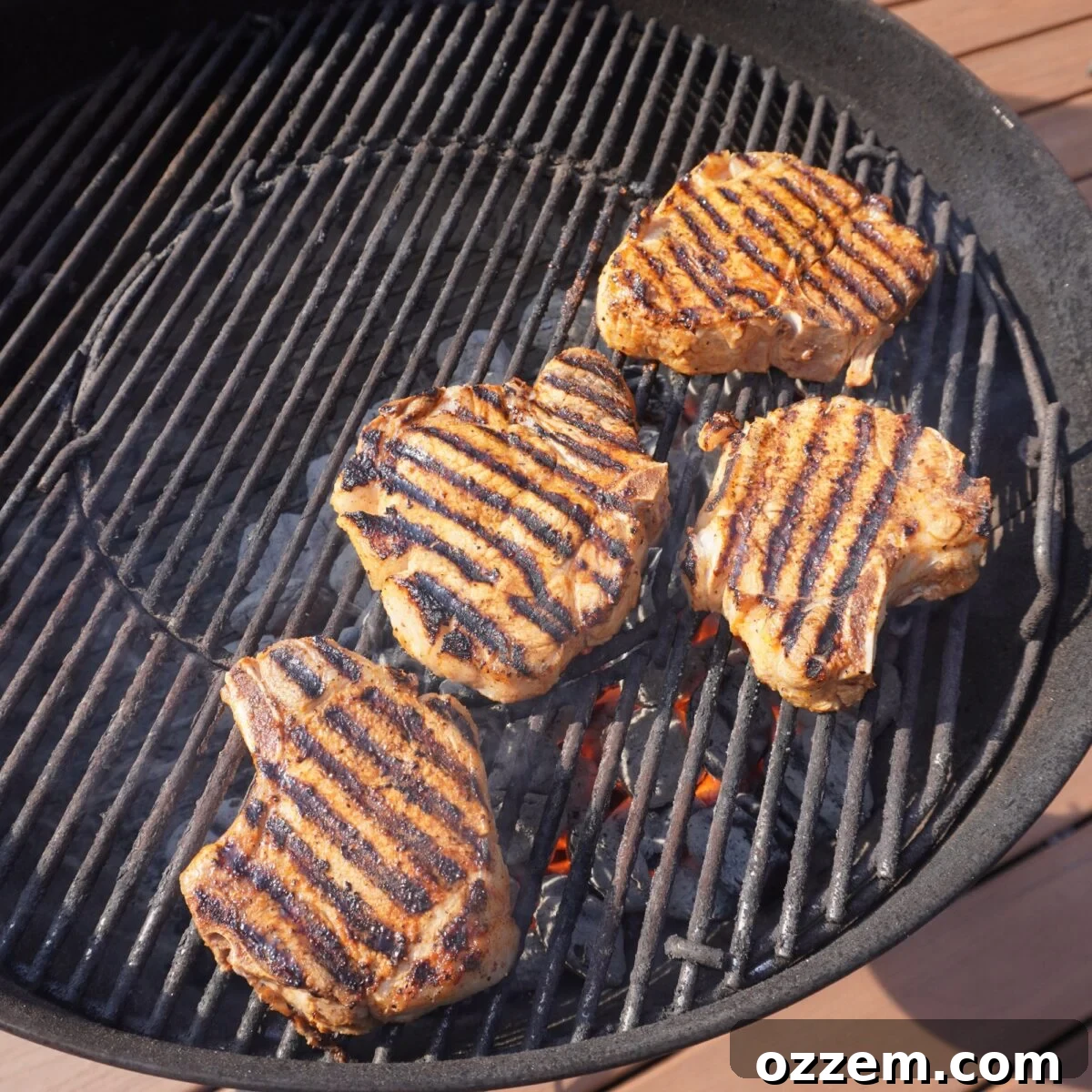 Easy Grilled Pork Chops on the grill.