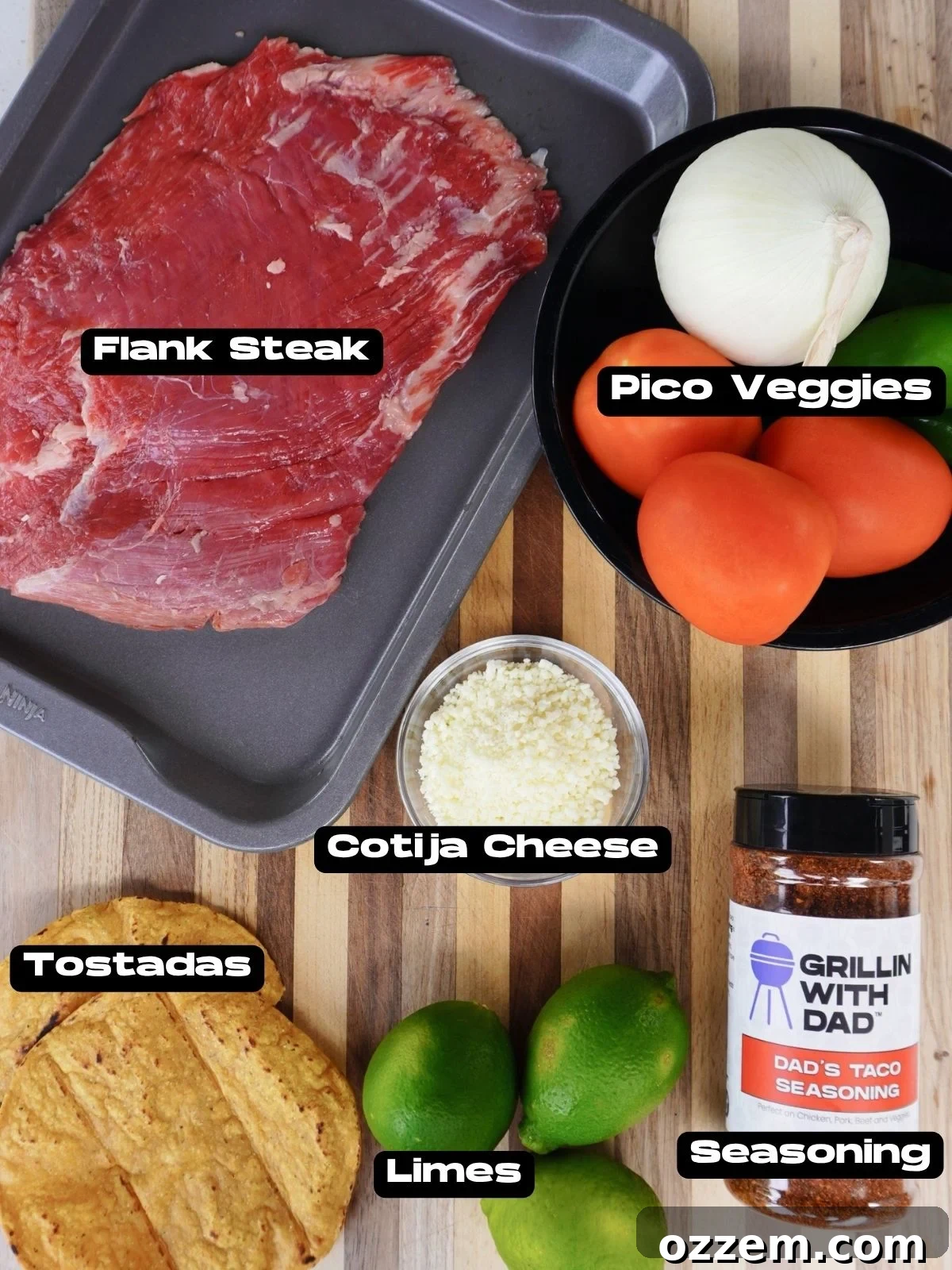 Easy Grilled Steak Tostada ingredients.