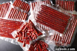 Spicy Jalapeño Cheddar Venison Snack Sticks Recipe 15 Jalapeño cheddar venison snack sticks in vacuum sealed bags.