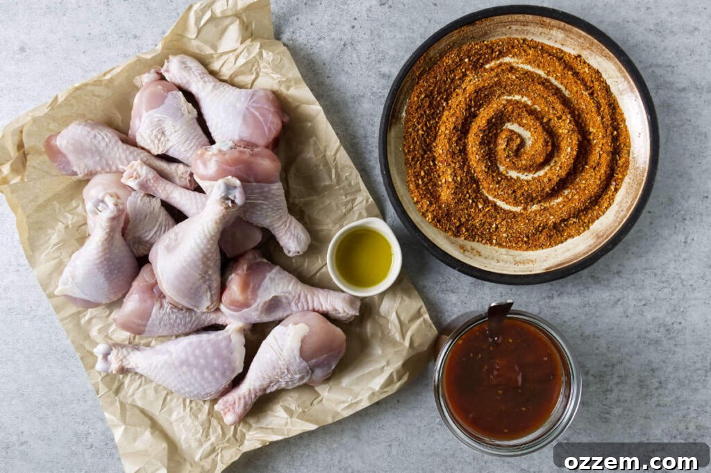 Smoked Chicken Drumsticks Recipe for Tender, Smoky Flavor 3 Ingredients used to make smoked chicken drumsticks.