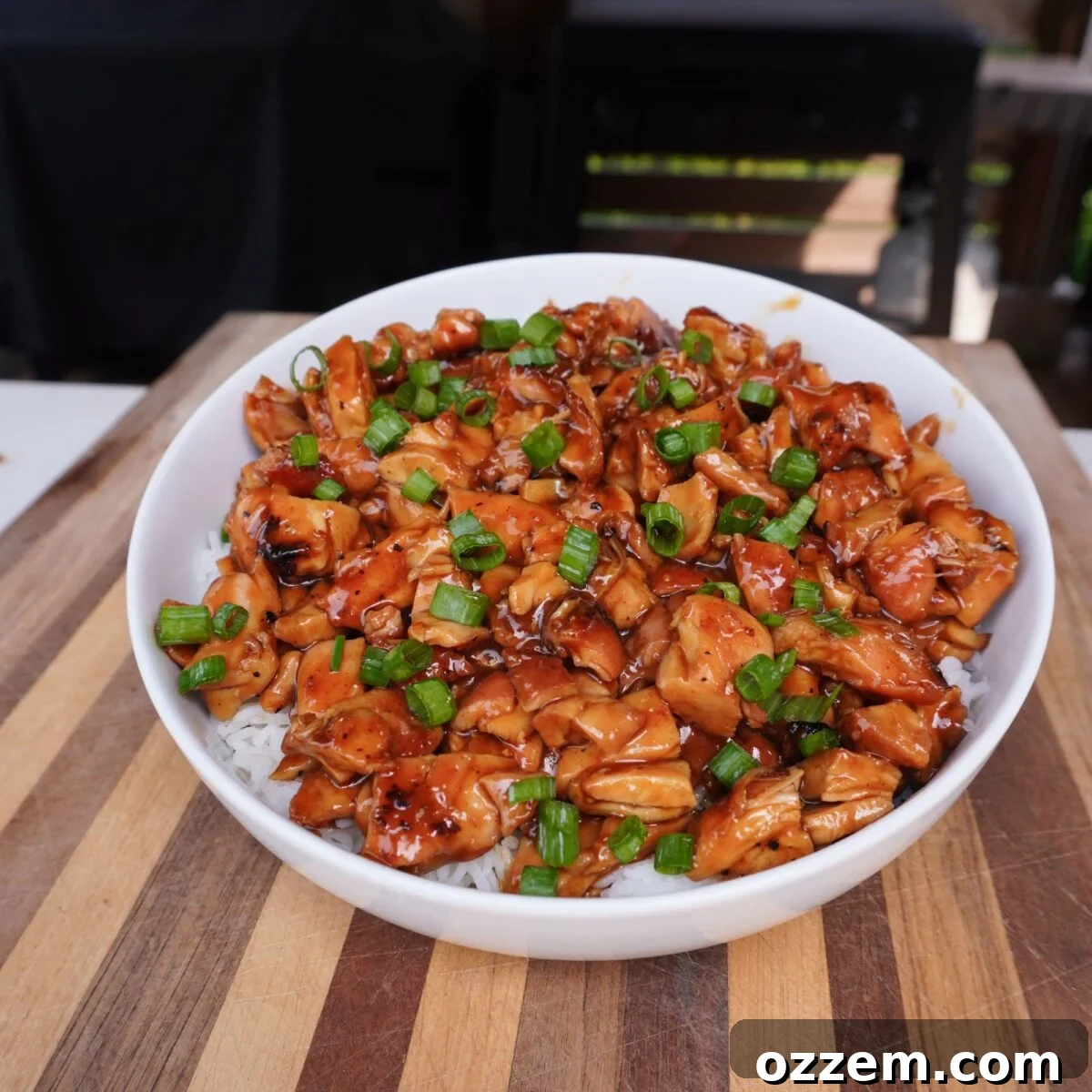 Grilled Bourbon Chicken Dish.