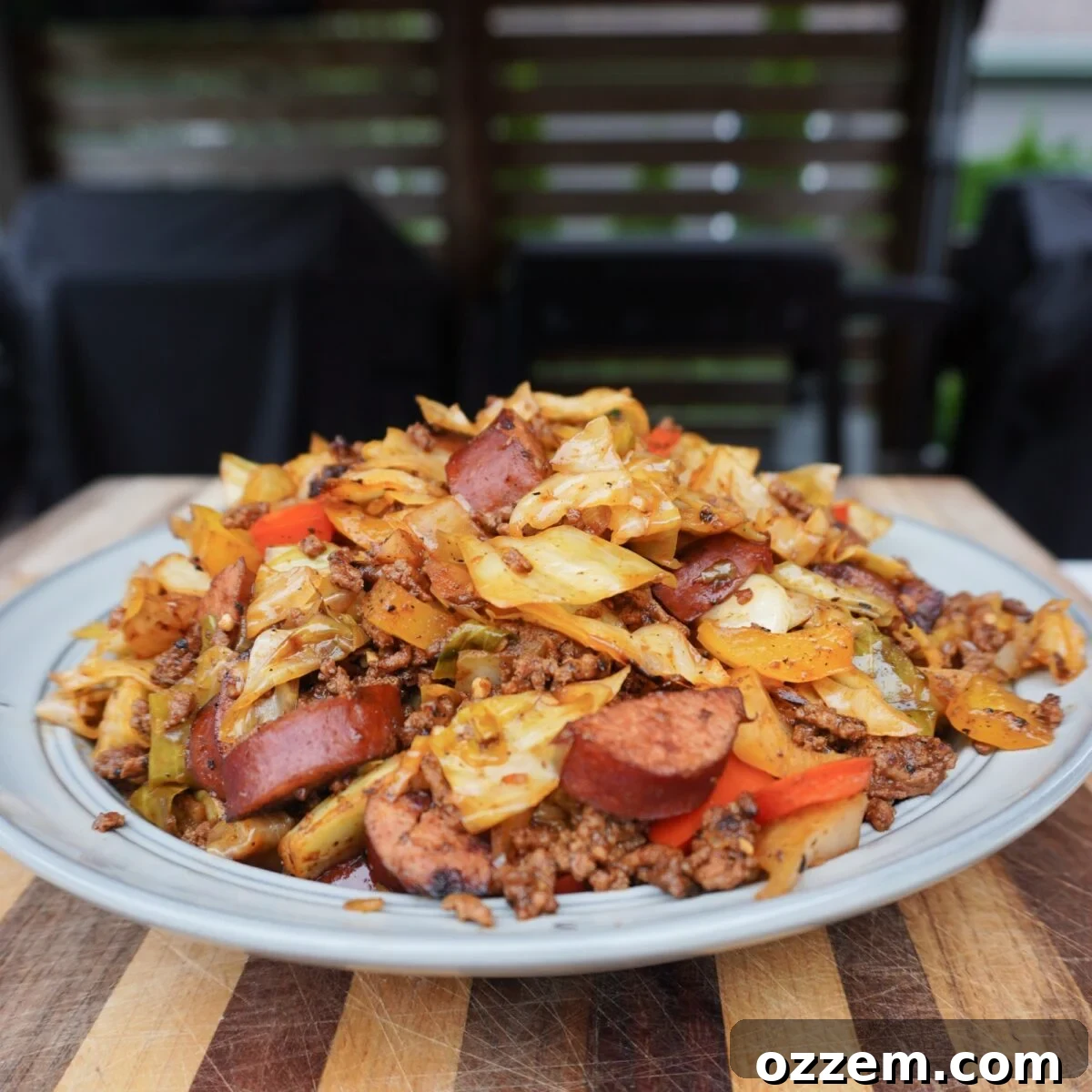 Grilled Dirty Cabbage plated.
