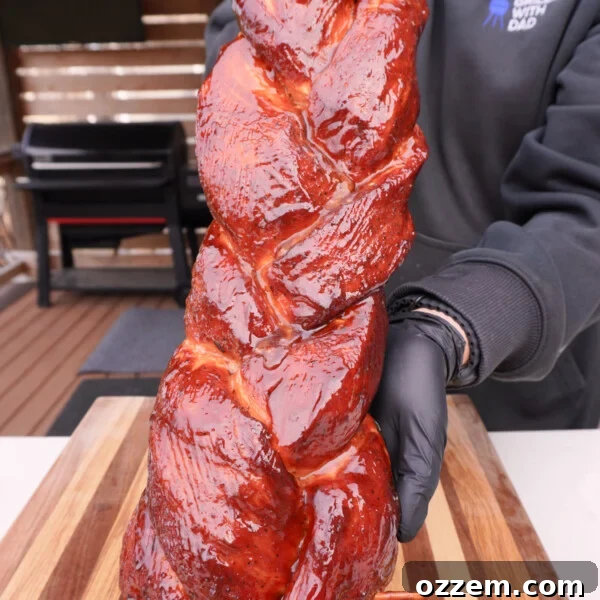 braided and saucy pork loin.