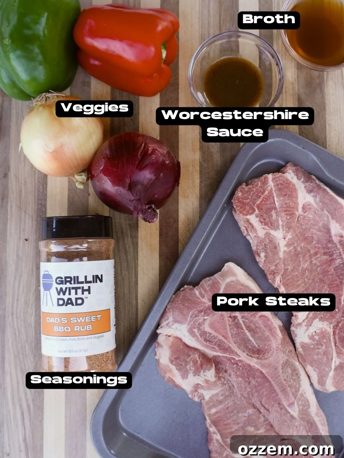 Grilled Savory Pork Steak Ingredients.