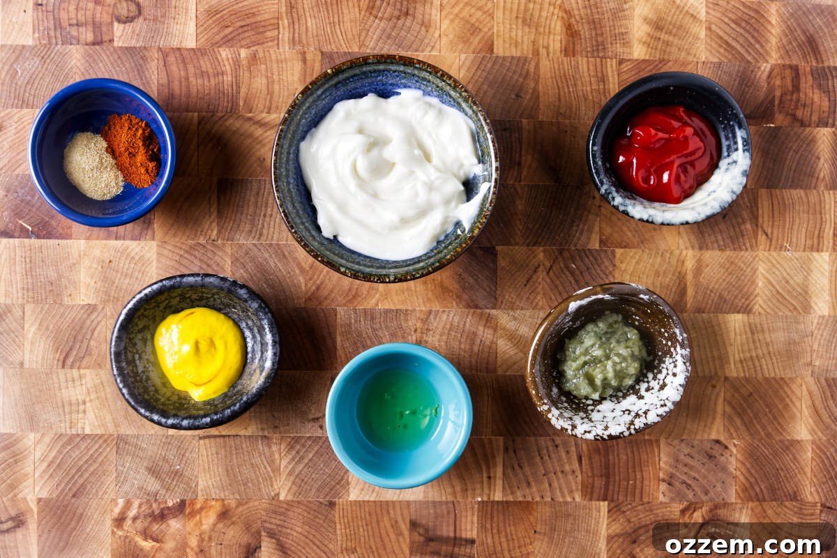 Ingredients used to make sauce for smash burgers.