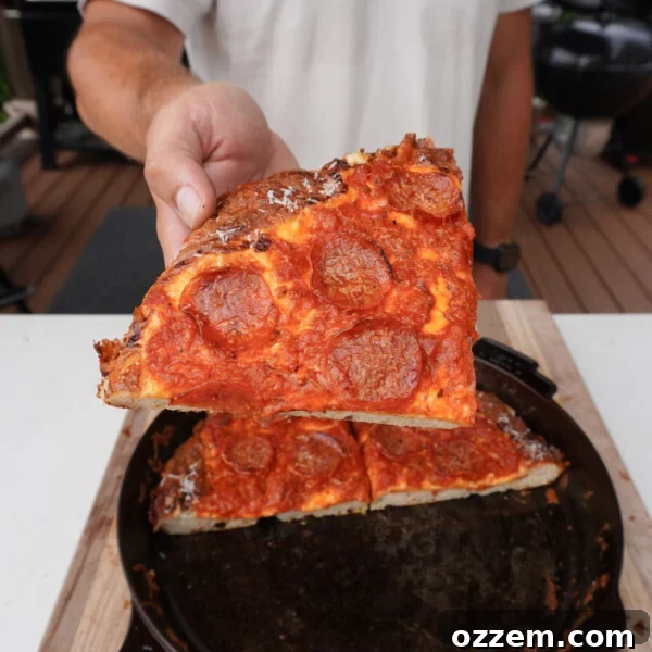 easy cast iron pizza slice.