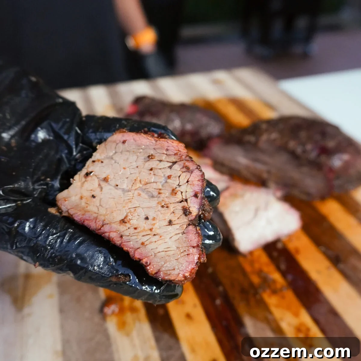 sliced tender and juice brisket style smoked tri tip.